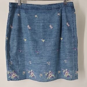 Westbound Denim with Embroidered Flowers Golf Skirt or Skort